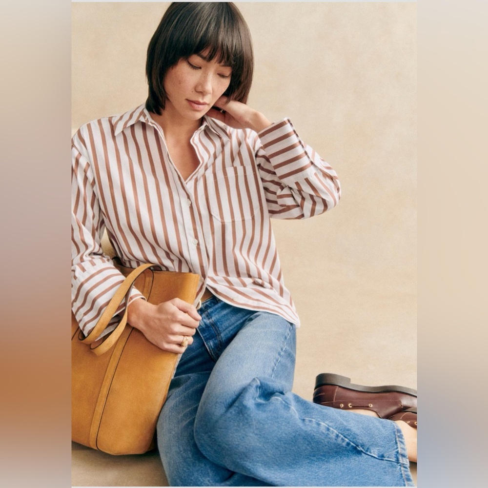 Sezane Bilma Shirt Camel Stripes - Size 34